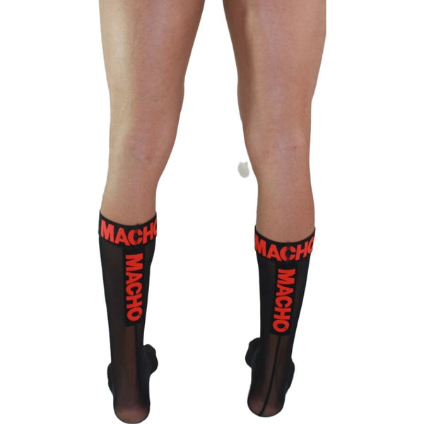 Macho calcetines finos negro rojo talla única