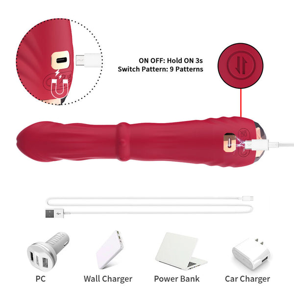 Dildo vibrador estimulador punto a termoajustable rojo