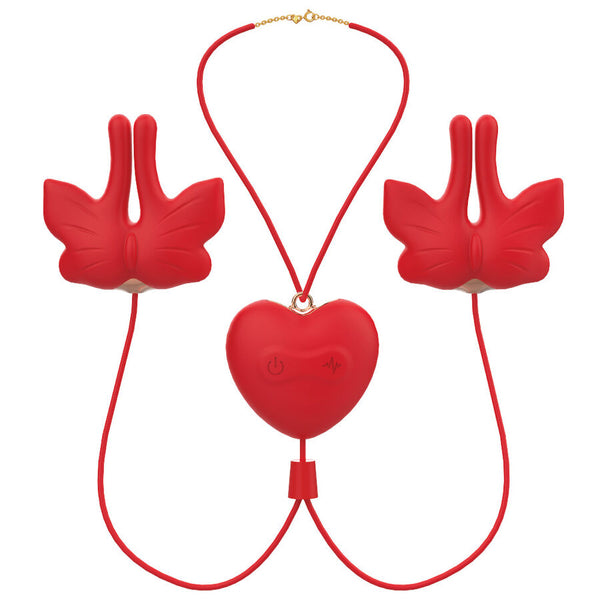 Armony pinzas para pezones magnética con vibración forma mariposa rojo