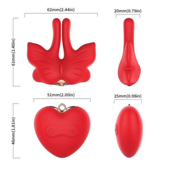 Armony pinzas para pezones magnética con vibración forma mariposa rojo