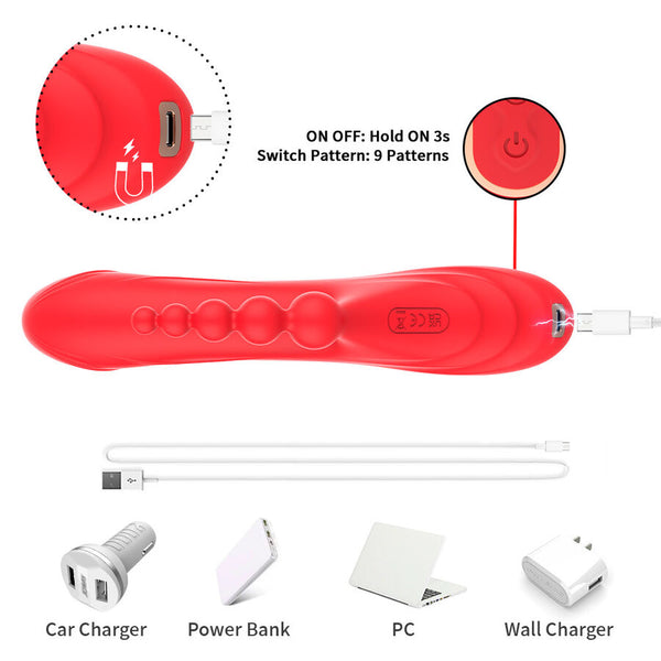 Vibrador estimulador Punto G y clítoris rojo