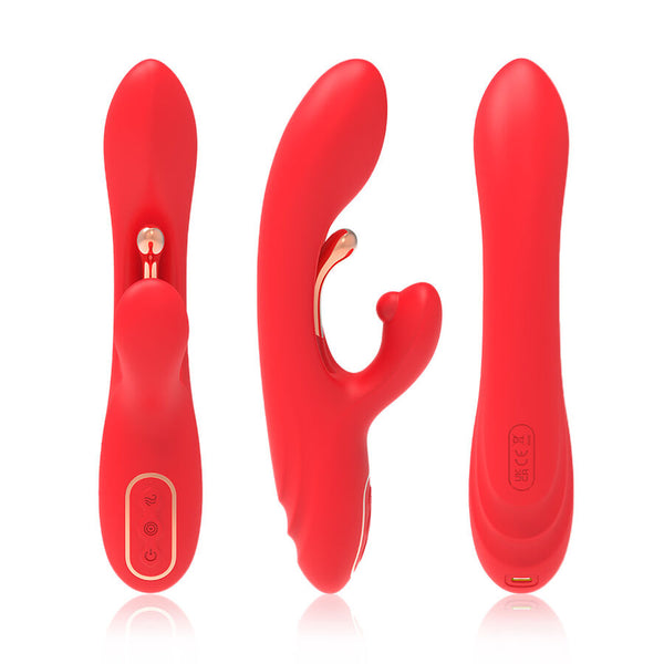 Vibrador estimulador Punto G y clítoris con lengua oscilante rojo
