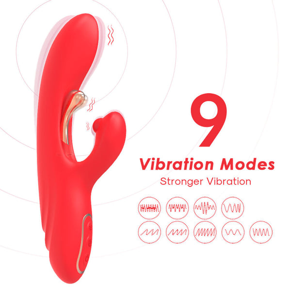 Vibrador estimulador Punto G y clítoris con lengua oscilante rojo