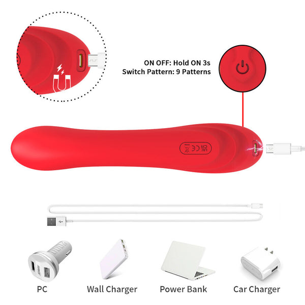Vibrador con lengua oscilante rojo