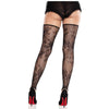 Leg medias sin pies de encaje floral negro