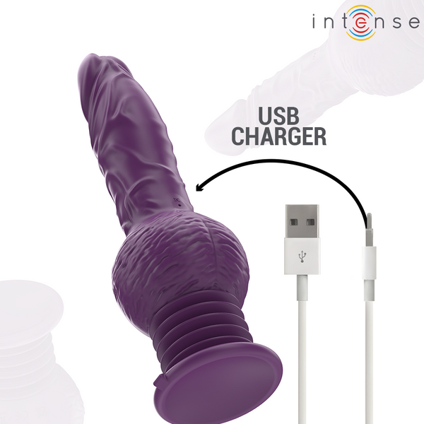 Tatum vibrador multifunción con vibración movimiento arriba y abajo 24 cm morado