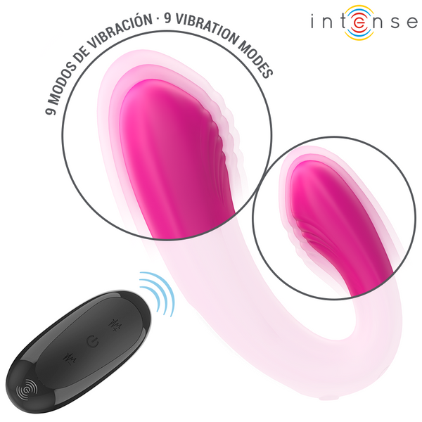 Janet estimulador y vibrador dual en forma de u con control remoto rosa