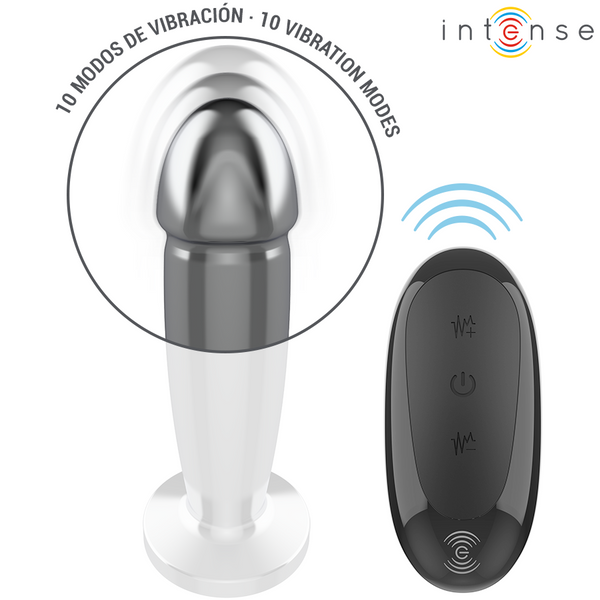 Intense plug anal 10 vibraciones metal en forma de dildo con control remoto m