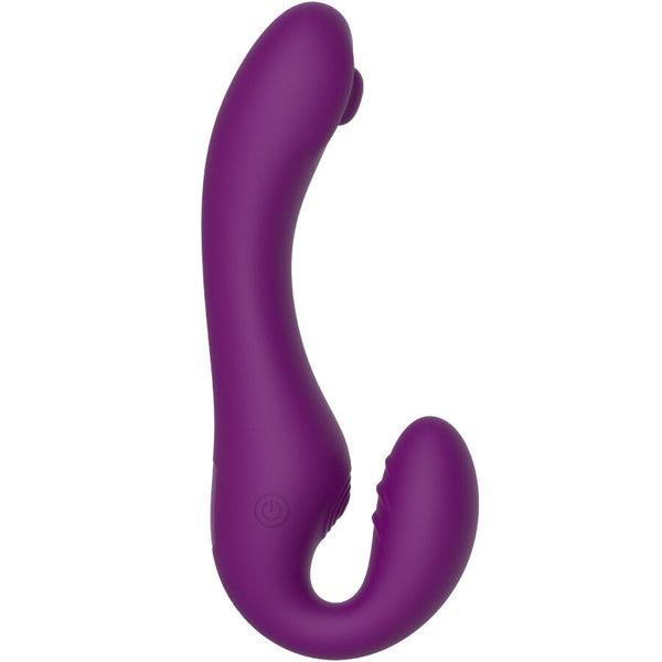 Arnés vibrador sin correas 2 en 1 con control remoto morado