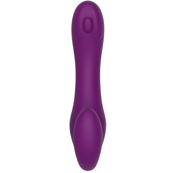 Arnés vibrador sin correas 2 en 1 con control remoto morado