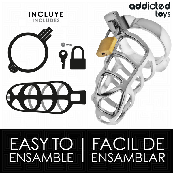 Addicted silver lock jaula para pene de metal talla m