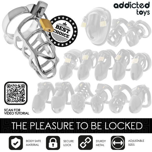 Addicted silver lock jaula para pene de metal talla m