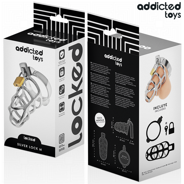Addicted silver lock jaula para pene de metal talla m