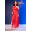 Chilirose cr 4853 vestido rojo de encaje con guantes