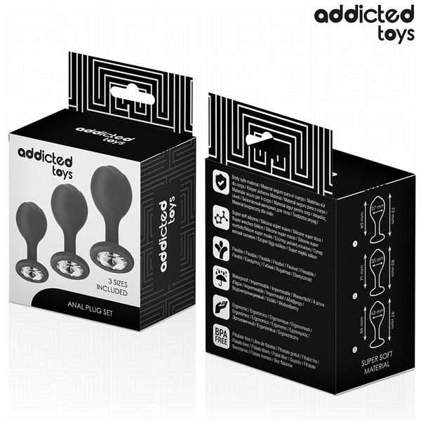 Addicted set de 3 plug silicona anal con joya
