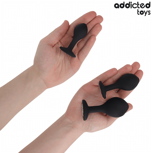 Addicted set de 3 plug silicona anal con joya