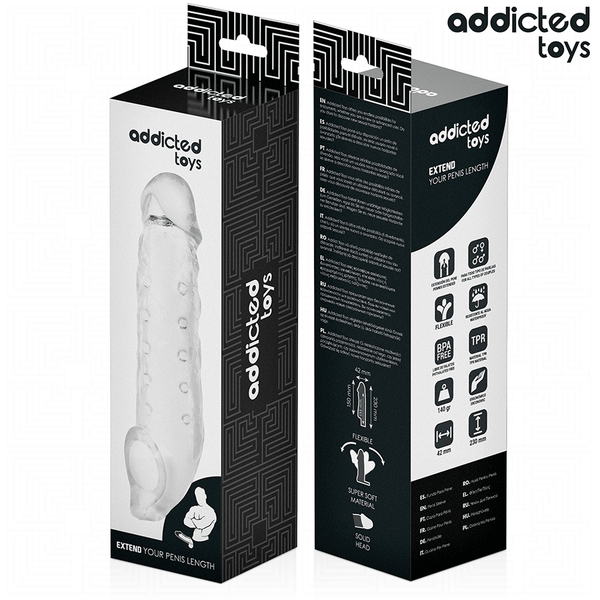 Addicted fundas para el pene transparente talla m 27 cm