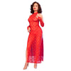 Chilirose cr 4853 vestido rojo de encaje con guantes