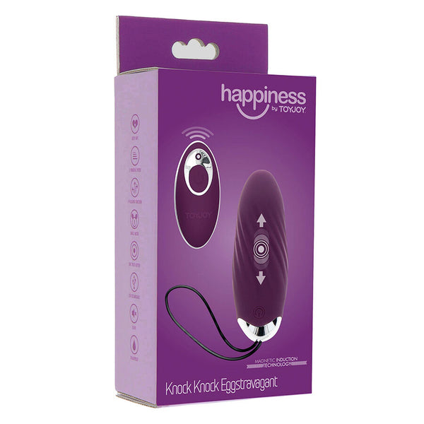 Happiness knock knock eggstavagant vibrador con control remoto morado