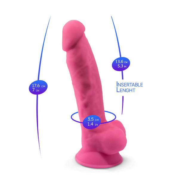 Silexd modelo 1 pene realístico silicona premium silexpan rosa fluorescente 17.5 cm