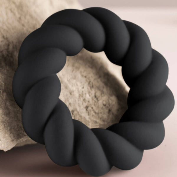 Anillo vibrador Twist masturbador de silicona negro