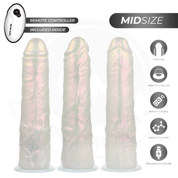 Dildo de silicona con luces, vibración y control remoto 20,5 cm