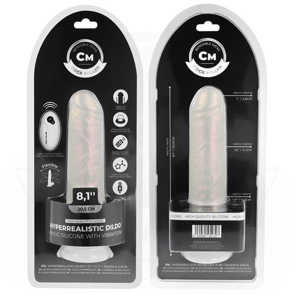 Dildo de silicona con luces, vibración y control remoto 20,5 cm