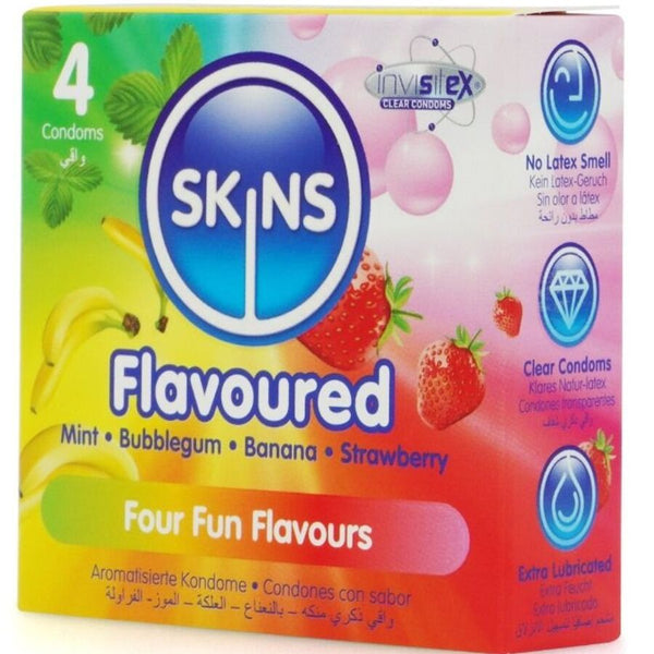 Skins multi sabores preservativos premium pack 4