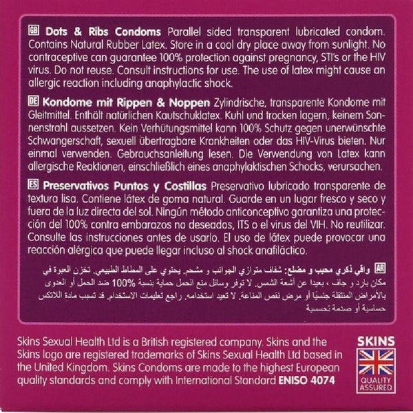 Skins dots y ribs preservativos premium pack 4
