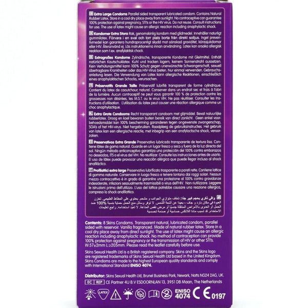 Skins tamaño xl preservativos premium pack 8