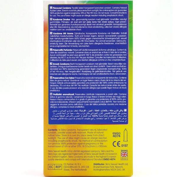 Skins multi sabores preservativos premium pack 16