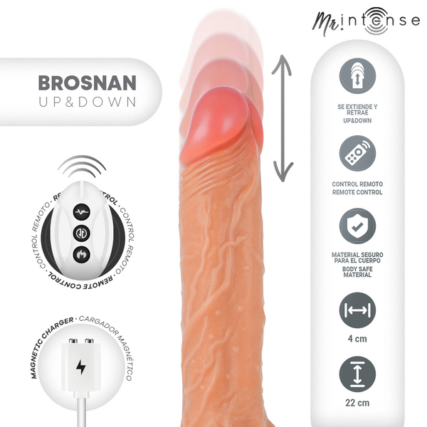 Mr. brosnan realístico multifunción con vibración movimiento arriba y abajo control remoto 22 cm o 4 cm