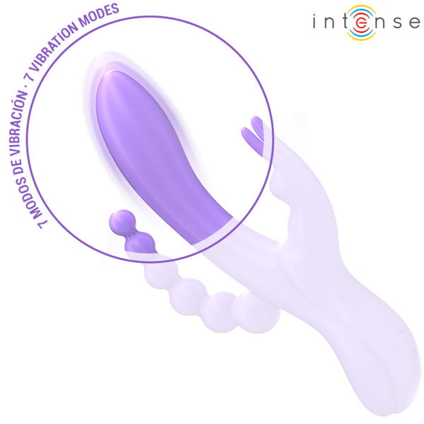 Miko triple vibrador rabbit y estimulador y anal 7 vibraciones morado