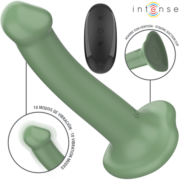 Becca vibrador con ventosa 10 vibraciones verde control remoto