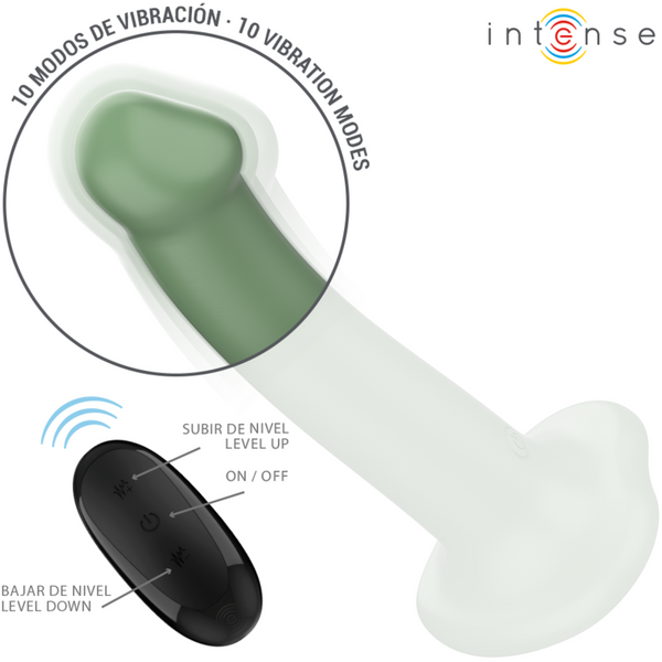 Becca vibrador con ventosa 10 vibraciones verde control remoto
