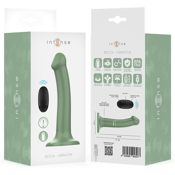 Becca vibrador con ventosa 10 vibraciones verde control remoto