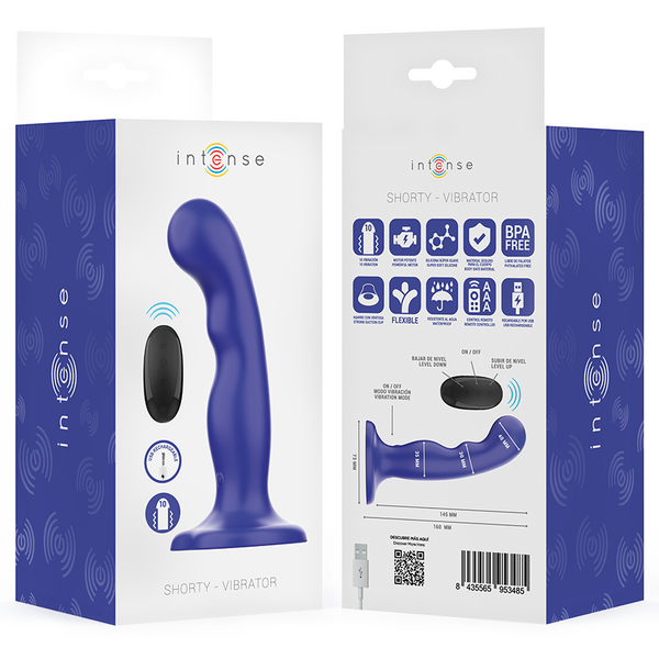 Shorty vibrador con ventosa azul control remoto