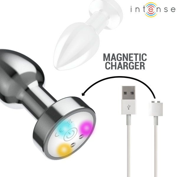Plug anal talla m de metal vibrador con luces led multicolor y control remoto