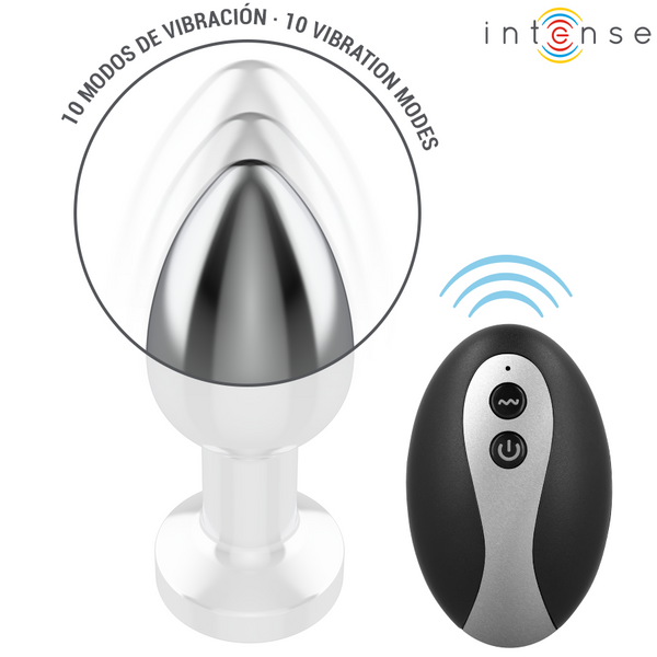 Plug anal talla m de metal vibrador con luces led multicolor y control remoto
