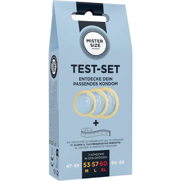 Mister test set 3 preservativos diferentes tallas con cinta métrica