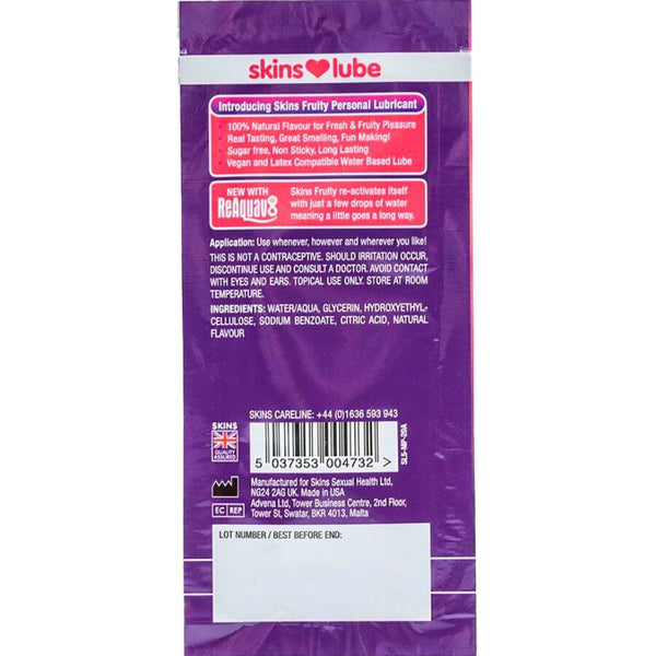 Skins fruity lubricante base de agua mango y fruta pasión monodosis 5 ml