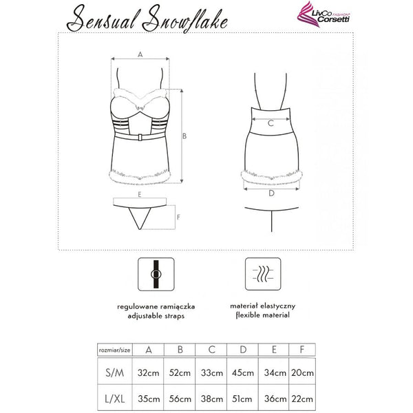 Livco sensual snowflake lc 90603 camisa con tanga con diadema navideña l xl