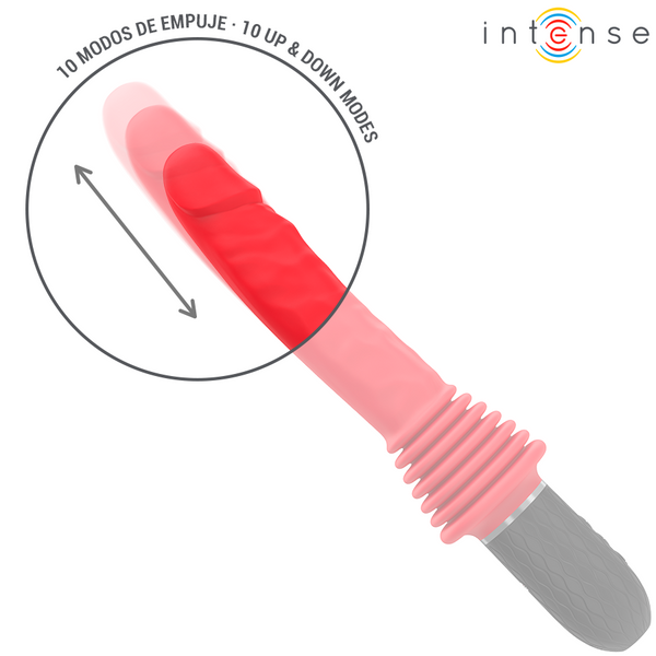 Vibrador Cynthia con movimiento de empuje, control remoto y calor