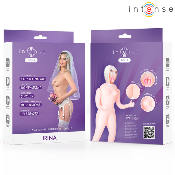 Intense irina muñeca hinchable con tres orificios