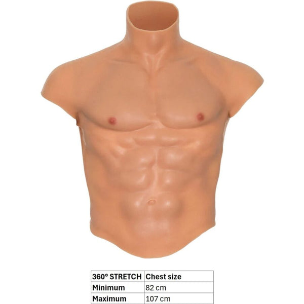 Hidden alter ego camiseta silicona torso masculino con abdominales natural