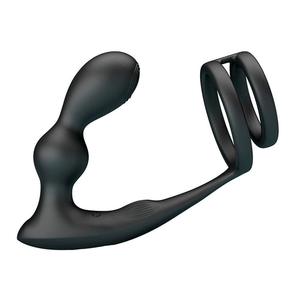 Mr anillo para pene con plug anal con vibración control remoto