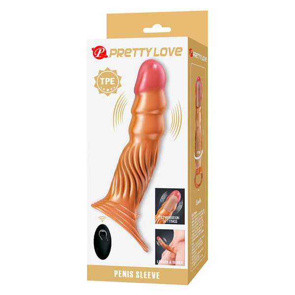 Pretty funda para pene texturizada con vibración y control remoto