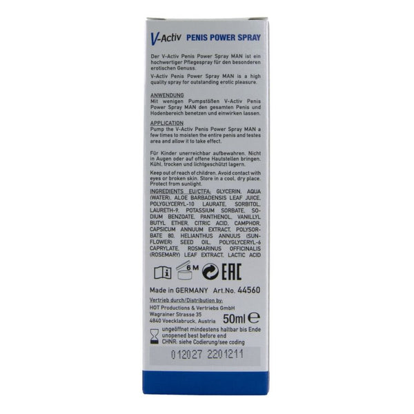 Hot v activ penis power spray para hombre 50 ml