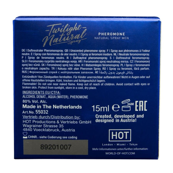 Hot twilight natural con feromonas hombre 15 ml