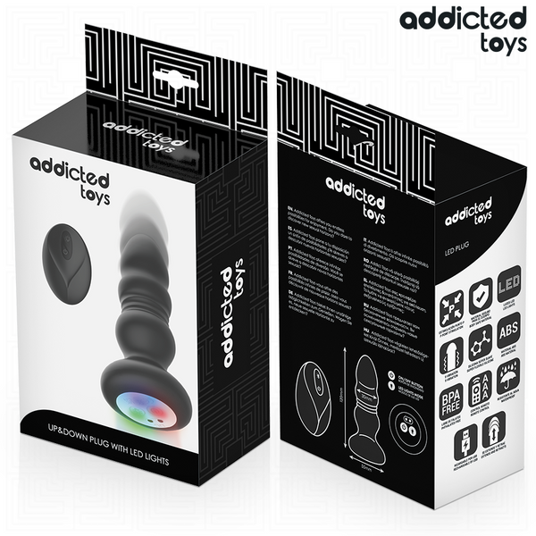 Plug anal vibrador con movimiento de empuje, luz LED y control remoto